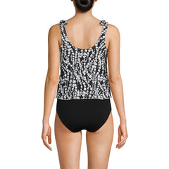 Women's Petite Tie Shoulder Flutter Tankini Top