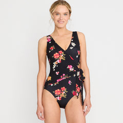 Women's Side Tie Wrap One Piece Swimsuit