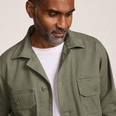 Men's Herringbone Utility Shirt Jacket