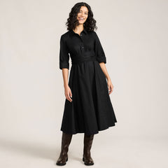 Women's Petite Poplin Midi Wrap Front Dress
