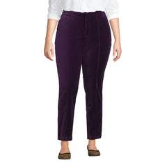 Women's Plus Size Velvet High Rise Pintuck Pencil Ankle Pants