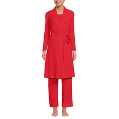 Women's Tall Brushed Cozy Waffle Jersey 3 Piece Pajama Set - Tank Top Pant and Robe