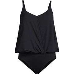 Women's Plus Size Smoothing Control Blouson Fauxkini One Piece Swimsuit