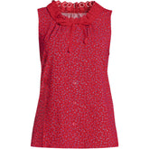 Women's Lightweight Jersey Button Front Lace Trim Tank