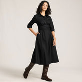 Women's Petite Poplin Midi Wrap Front Dress