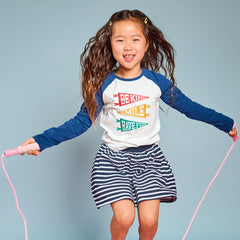 Girls Long Sleeve Raglan Graphic T-Shirt