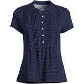 Women's Plus Size Lightweight Jersey Button Pintuck Top
