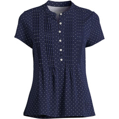 Women's Lightweight Jersey Button Pintuck Top