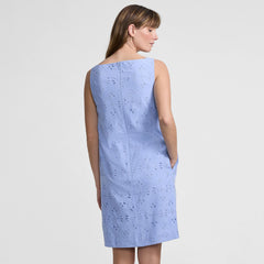 Women's Sleeveless Eyelet Shift Above the Knee Dress