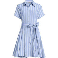 Women's Plus Size Linen Blend Button Front Dress with Godets