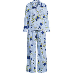 Women's Plus Size Cotton Poplin 2 Piece Pajama Set - Long Sleeve Top and Pants