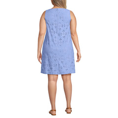 Women's Plus Size Sleeveless Eyelet Shift Above the Knee Dress