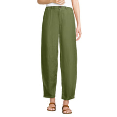 Women's Tall Linen High Rise Pleated Barrel Leg Ankle Pants