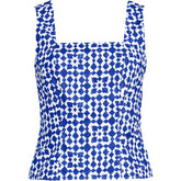 Women's Plus Size Poplin Princess Seam Square Neck Sleeveless Top