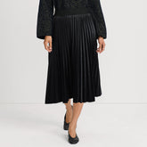 Women's Knit Velvet Pleated Midi Skirt