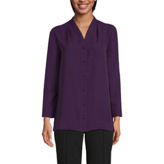 Women's Long Sleeve Vneck Crepe Tunic