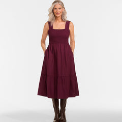 Women's Cotton Poplin Ruffle Smocked Dress