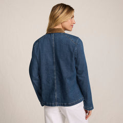 Women's Corduroy Collared Denim Jacket