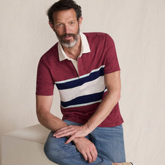 Men's Tall Short Sleeve Lightweight Slub Rugby Polo