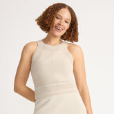 Women's Tall Gassed Cotton Pointelle Halter Top Sweater Set Top