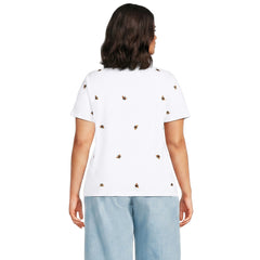 Women's Plus Size Relaxed Supima Cotton Embroidered Crew Neck T-Shirt