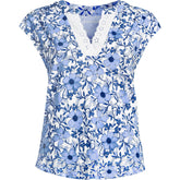Women's Plus Size Cap Sleeve Lightweight Jersey Lace Shoulder Tee