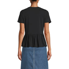 Women's Short Sleeve Lightweight Jersey Crew Neck Peplum Tee