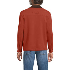 Men's Long Sleeve Corduroy Collar Bedford Rib Quarter Zip