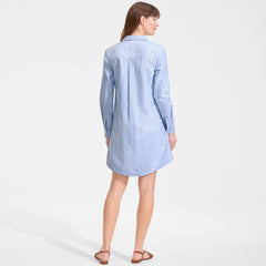 Women's Petite Oxford Long Sleeve Button Front Shirt Dress