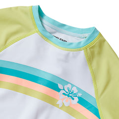 Girls Chlorine Resistant Short Sleeve Rash Guard 3 Piece Swimsuit Set