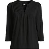 Women's 3/4 Sleeve Lightweight Jersey Lattice Detail Top