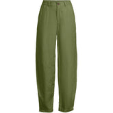 Women's Tall Linen High Rise Pleated Barrel Leg Ankle Pants