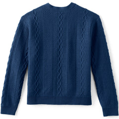 Girls Button Front Cable Cardigan