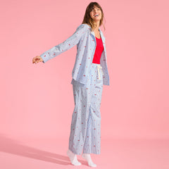 Women's Poplin Wide Leg Sleep Pants