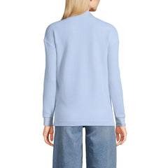 Women's Petite Long Sleeve Waffle Shawl Collar Henley