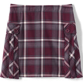 Girls Slim Side Pleat Plaid Skort Above the Knee