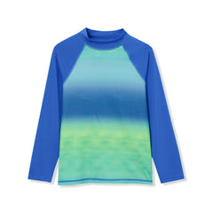 Boys Chlorine Resistant Long Sleeve Mock Neck UPF 50 Rash Guard