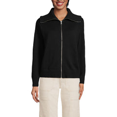 School Uniform Women's Cotton Modal Long Sleeve Zip Front Cardigan Sweater Jacket