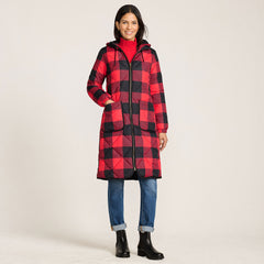Women's Petite Print FeatherFree Insulated Diamond Quilted Maxi Coat