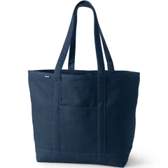 Extra Large Solid Color 5 Pocket Open Top Long Handle Canvas Tote Bag
