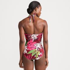 Women's Sculpting Suit Plunge Halter High Leg One Piece Swimsuit