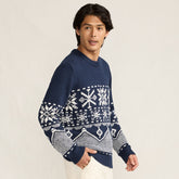 Men's Long Sleeve Holiday Snowflake Crewneck Sweater