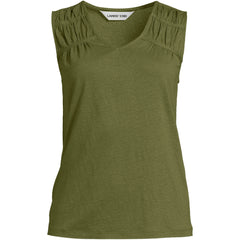 Women's Linen Blend Smocked Flowy Tank