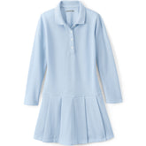 Girls Long Sleeve Mesh Pleated Polo Dress