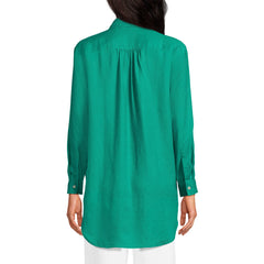 Women's Tall Linen Roll Sleeve Oversized Relaxed Tunic Top
