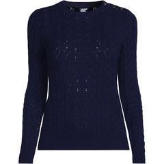 Women's Cotton Viscose Button Shoulder Modern Crew Sweater