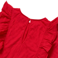 Girls Long Sleeve Ruffle Knit Jumpsuit