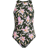 Women's Petite Tugless High Neck Portrait Back One Piece Swimsuit