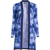 Women's Fine Gauge Cotton Long Open Cardigan Sweater - Print