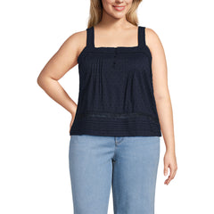 Women's Plus Size Sleeveless Clipdot Shell